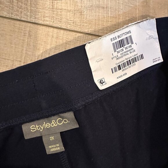 Style&Co Womens Navy Blue Cotton Blend Pull-On Skirt With Drawstring Waist Size - Picture 5 of 8